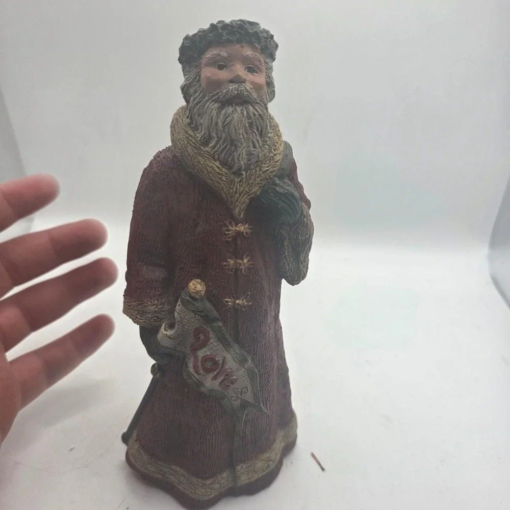 Vintage Style Father Christmas Santa Figurine Holding Joy Ornament Gift Sack